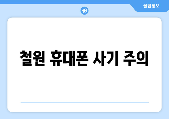 철원 휴대폰 사기 주의