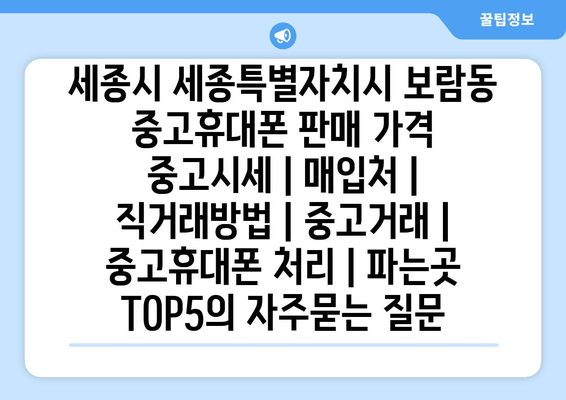 세종시 세종특별자치시 보람동 중고휴대폰 판매 가격 중고시세 | 매입처 | 직거래방법 | 중고거래 | 중고휴대폰 처리 | 파는곳 TOP5