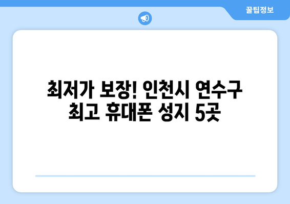 최저가 보장! 인천시 연수구 최고 휴대폰 성지 5곳