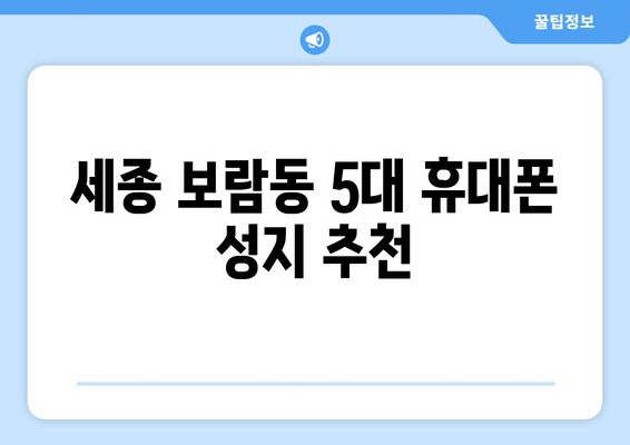 세종 보람동 5대 휴대폰 성지 추천