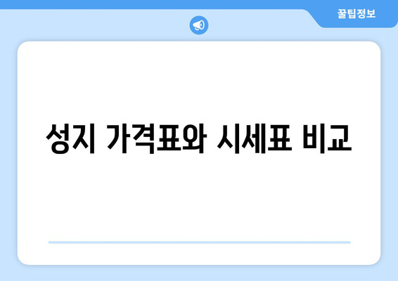 성지 가격표와 시세표 비교