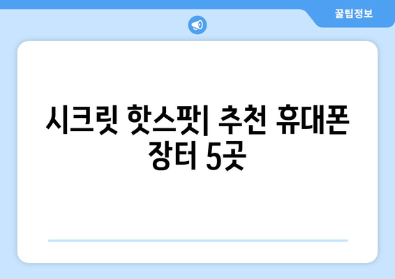 시크릿 핫스팟| 추천 휴대폰 장터 5곳