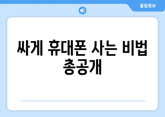 싸게 휴대폰 사는 비법 총공개