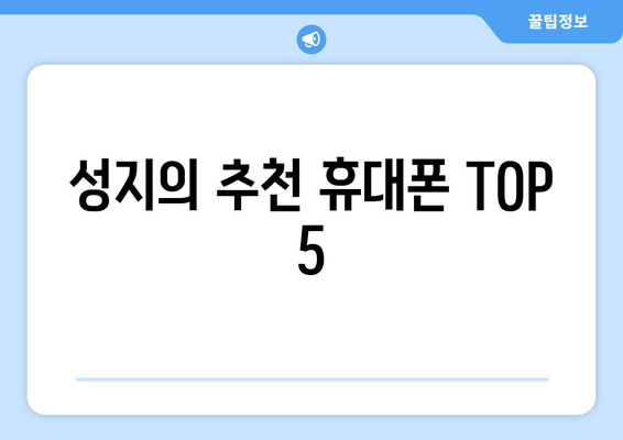 성지의 추천 휴대폰 TOP 5