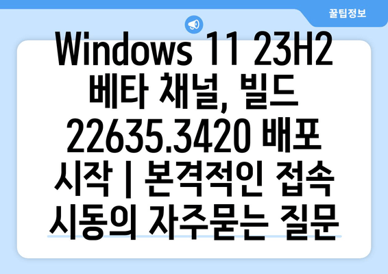 Windows 11 23H2 베타 채널, 빌드 22635.3420 배포 시작 | 본격적인 접속 시동