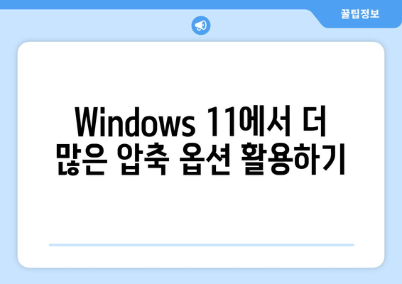 Windows 11| 11개 압축 지원 확장 | 더 많은 압축 옵션 활용하기