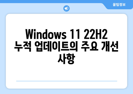 Windows 11 22H2 누적 업데이트 분석 (KB5037853)| 주요 변경 사항 및 개선점 | Windows 11, 업데이트, 보안, 버그 수정