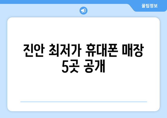 진안 최저가 휴대폰 매장 5곳 공개