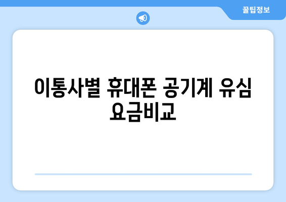 이통사별 휴대폰 공기계 유심 요금비교