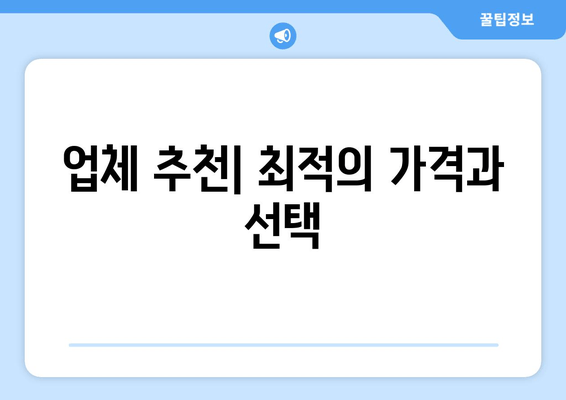 업체 추천| 최적의 가격과 선택