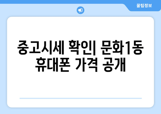 중고시세 확인| 문화1동 휴대폰 가격 공개