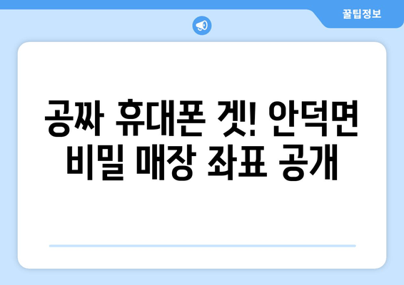 공짜 휴대폰 겟! 안덕면 비밀 매장 좌표 공개