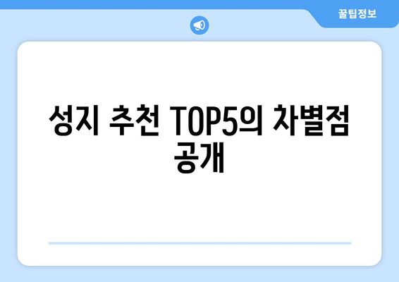 성지 추천 TOP5의 차별점 공개