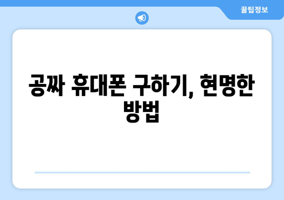 공짜 휴대폰 구하기, 현명한 방법