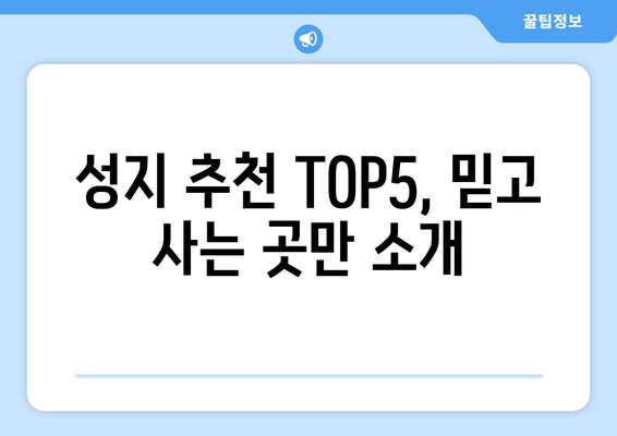 성지 추천 TOP5, 믿고 사는 곳만 소개