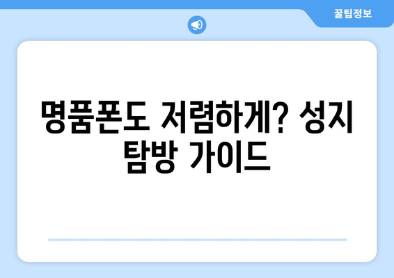 명품폰도 저렴하게? 성지 탐방 가이드