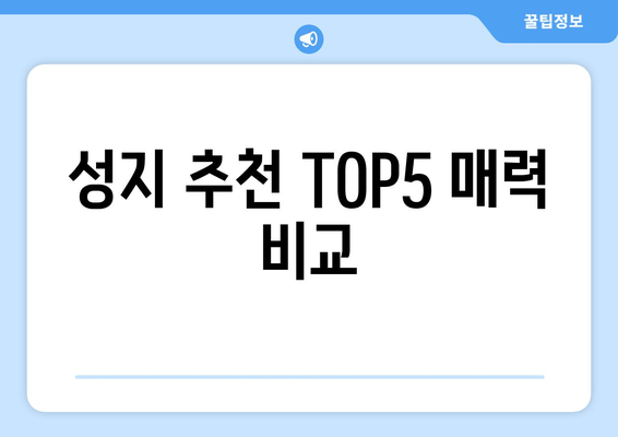 성지 추천 TOP5 매력 비교