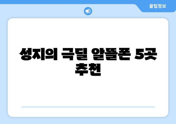 성지의 극딜 알뜰폰 5곳 추천