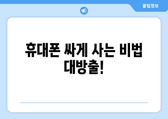 휴대폰 싸게 사는 비법 대방출!