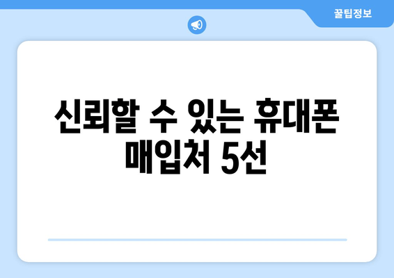 신뢰할 수 있는 휴대폰 매입처 5선