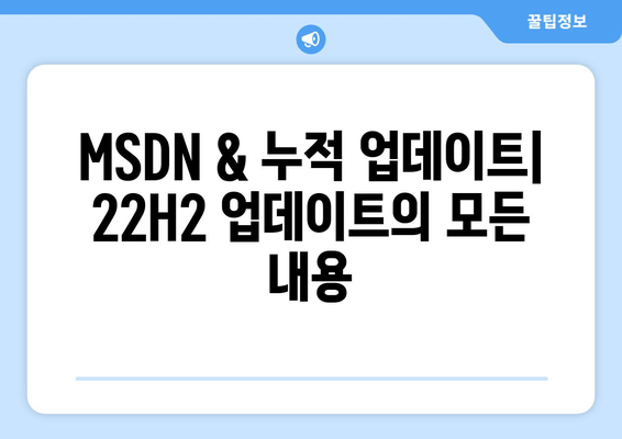 Windows 11 22H2 통합 업데이트| MSDN & 누적 업데이트 상세 가이드 | 기능 개선, 버그 수정, 설치 방법