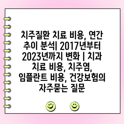 치주질환 치료 비용, 연간 추이 분석| 2017년부터 2023년까지 변화 | 치과 치료 비용, 치주염, 임플란트 비용, 건강보험