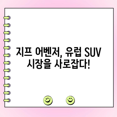 지프 어벤저 SUV, 유럽 시장 돌풍! 누적 주문 10만 대 돌파 | 지프, 어벤저, SUV, 유럽 시장, 판매량, 인기