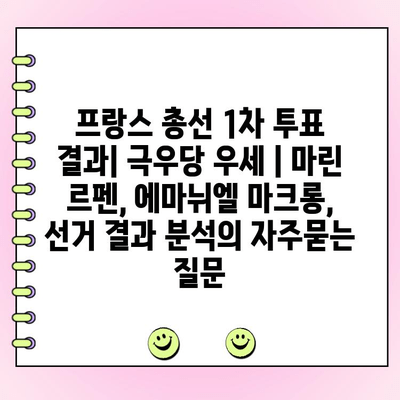 프랑스 총선 1차 투표 결과| 극우당 우세 | 마린 르펜, 에마뉘엘 마크롱, 선거 결과 분석