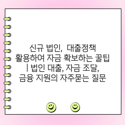 신규 법인,  대출정책 활용하여 자금 확보하는 꿀팁 | 법인 대출, 자금 조달, 금융 지원