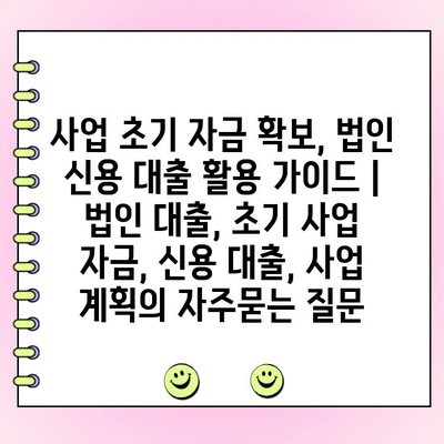 사업 초기 자금 확보, 법인 신용 대출 활용 가이드 | 법인 대출, 초기 사업 자금, 신용 대출, 사업 계획