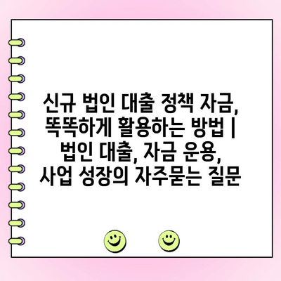 신규 법인 대출 정책 자금,  똑똑하게 활용하는 방법 | 법인 대출, 자금 운용, 사업 성장