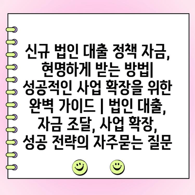 신규 법인 대출 정책 자금, 현명하게 받는 방법| 성공적인 사업 확장을 위한 완벽 가이드 | 법인 대출, 자금 조달, 사업 확장, 성공 전략