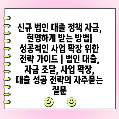 신규 법인 대출 정책 자금, 현명하게 받는 방법| 성공적인 사업 확장 위한 전략 가이드 | 법인 대출, 자금 조달, 사업 확장, 대출 성공 전략