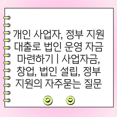 개인 사업자, 정부 지원 대출로 법인 운영 자금 마련하기 | 사업자금, 창업, 법인 설립, 정부 지원