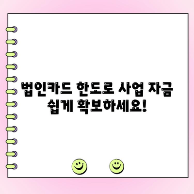법인 카드 한도로 편리하게! 사업 자금 확보 위한 대출 가이드 | 법인카드, 한도대출, 사업자금, 금융 팁