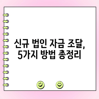 신규 법인, 자금 조달 성공 전략| 5가지 방법 총정리 | 법인 설립, 창업 자금, 투자 유치