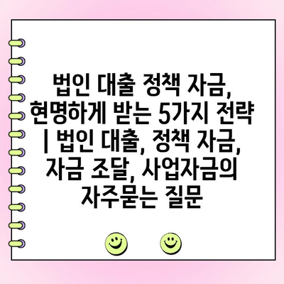 법인 대출 정책 자금, 현명하게 받는 5가지 전략 | 법인 대출, 정책 자금, 자금 조달, 사업자금