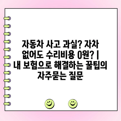 자동차 사고 과실? 자차 없어도 수리비용 0원? |  내 보험으로 해결하는 꿀팁