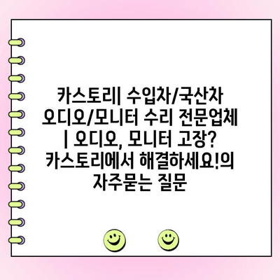 카스토리| 수입차/국산차 오디오/모니터 수리 전문업체 | 오디오, 모니터 고장? 카스토리에서 해결하세요!