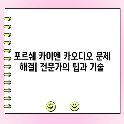 포르쉐 카이엔 수리| 수입차 카오디오 전문 팁과 기술 | 카오디오 고장 해결, 오디오 시스템 개선, 전문가 조언