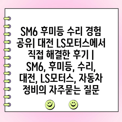 SM6 후미등 수리 경험 공유| 대전 LS모터스에서 직접 해결한 후기 | SM6, 후미등, 수리, 대전, LS모터스, 자동차 정비