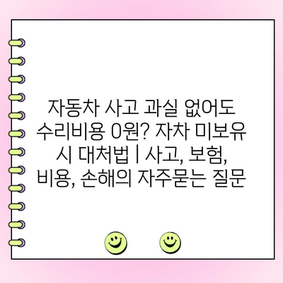 자동차 사고 과실 없어도 수리비용 0원? 자차 미보유 시 대처법 | 사고, 보험, 비용, 손해