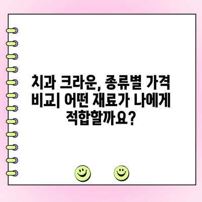 치과 크라운 비용 & 장단점 비교| 나에게 맞는 선택은? | 치과, 크라운, 종류, 가격, 장점, 단점