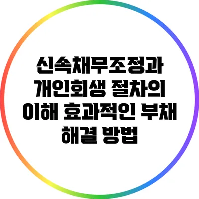 신속채무조정과 개인회생 절차의 이해: 효과적인 부채 해결 방법