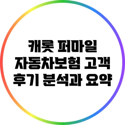 **캐롯 퍼마일 자동차보험: 고객 후기 분석과 요약**