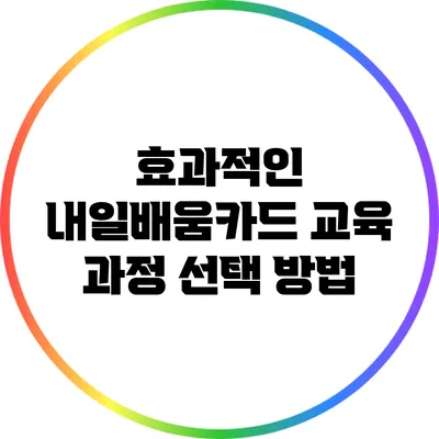 효과적인 내일배움카드 교육 과정 선택 방법
