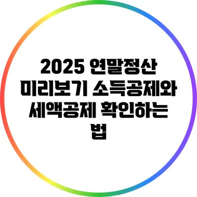 2025 연말정산 미리보기: 소득공제와 세액공제 확인하는 법