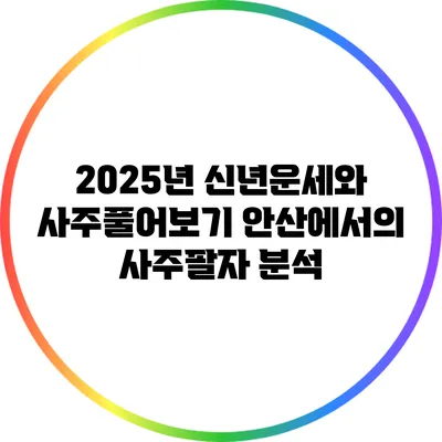 2025년 신년운세와 사주풀어보기: 안산에서의 사주팔자 분석