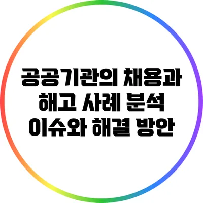 공공기관의 채용과 해고 사례 분석: 이슈와 해결 방안