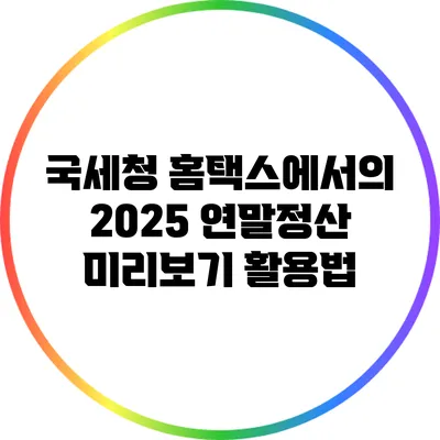 국세청 홈택스에서의 2025 연말정산 미리보기 활용법